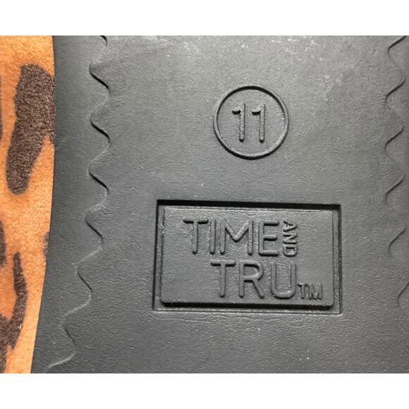 NWT Time & Tru Leopard Textile Mary Jane Ballet Flats Skimmers Shoes Sz 11 NEW - Picture 11 of 11